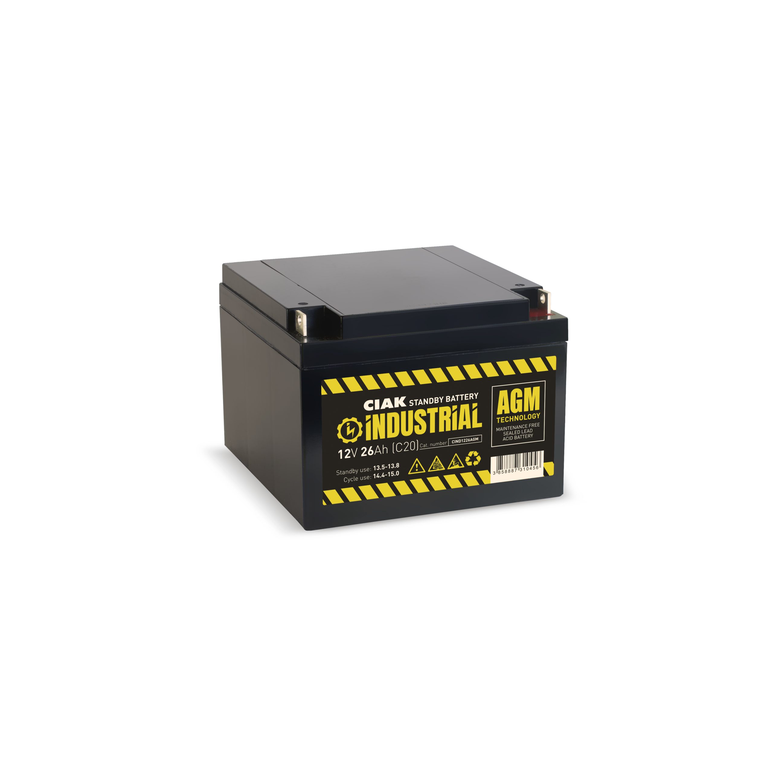 WebShopSynch-50EDE2DAE2A20D008679EEA40BB4EEAF-2459667-CIND1226AGM202.jpg CIAK INDUSTRIAL LONG LIFE 12V-26AH T12 - Slika 1